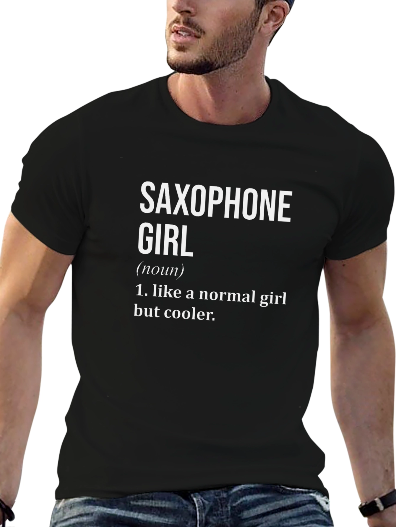 Saxophone Girl Definition Black T-Shirt