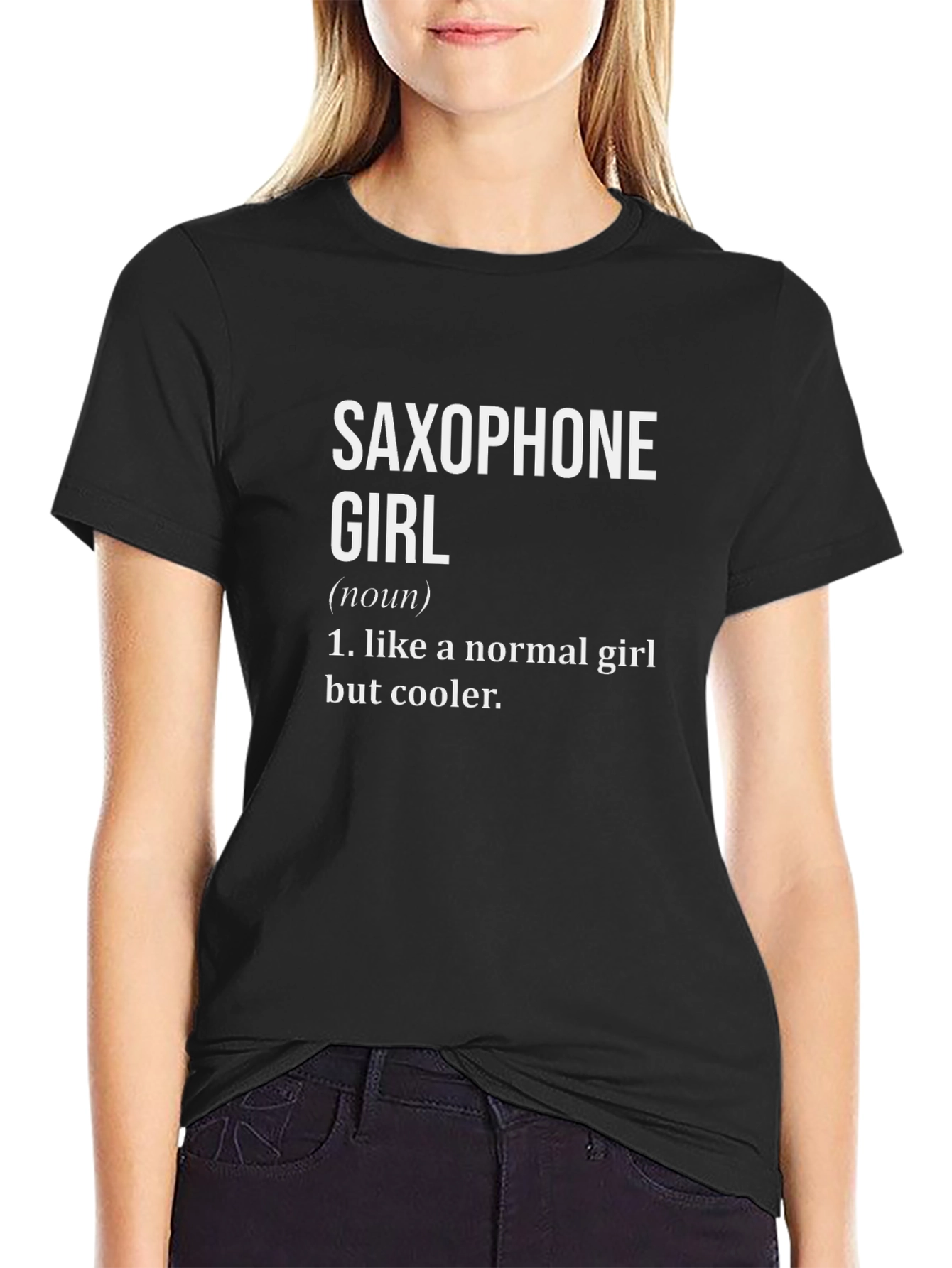 Saxophone Girl Definition Black T-Shirt