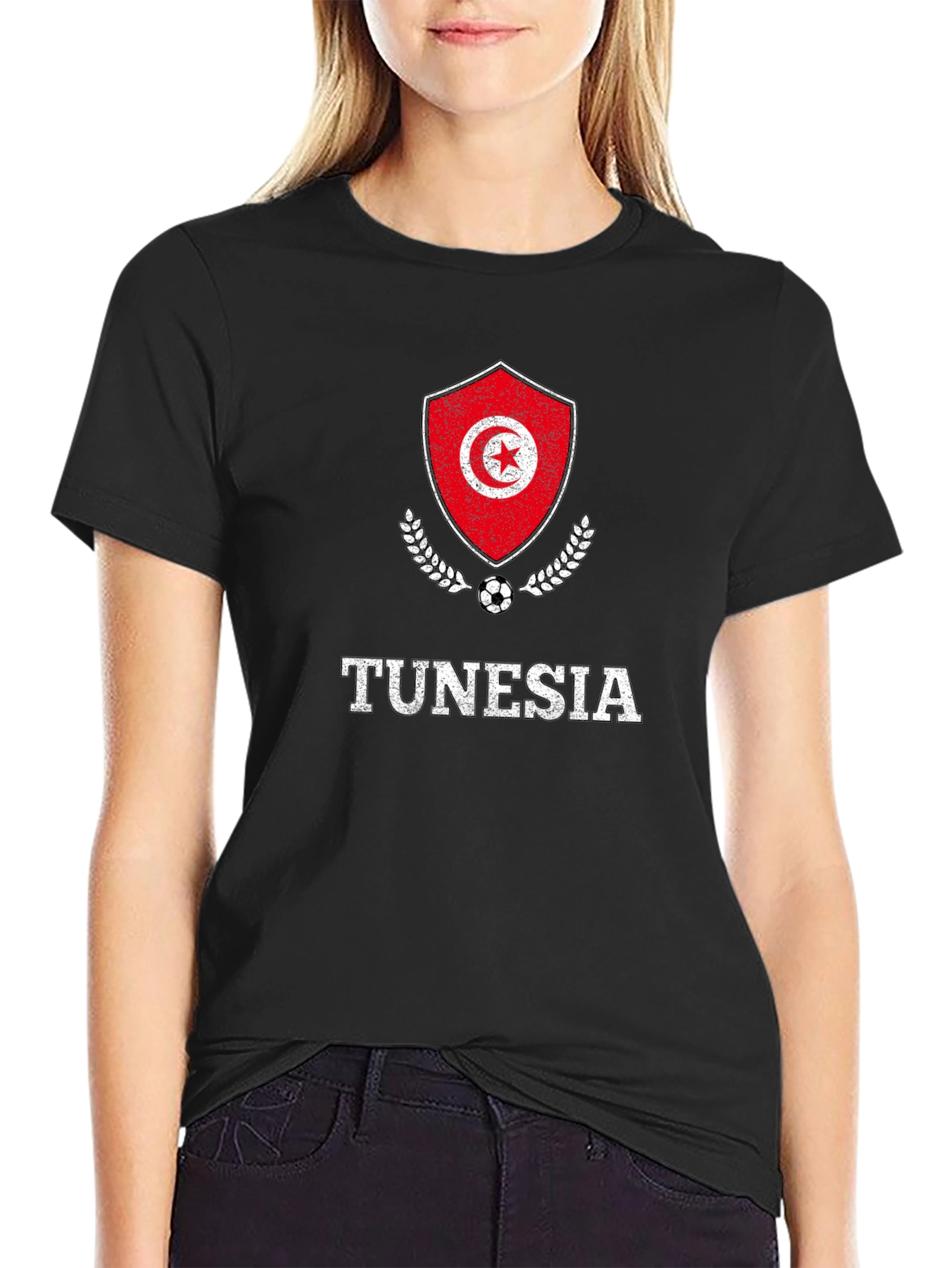 Tunisia Soccer T-Shirt - Mens Black Tee