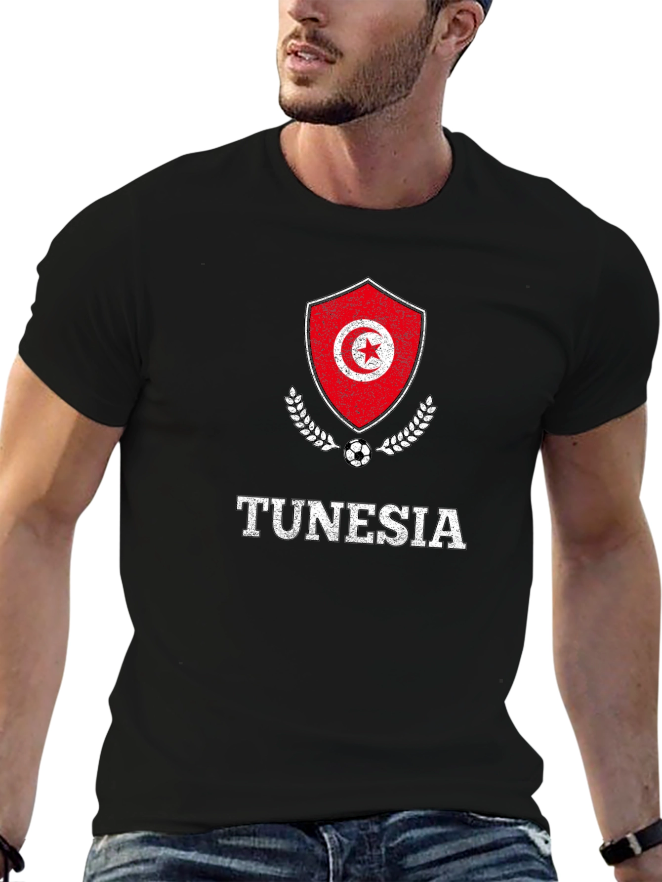 Tunisia Soccer T-Shirt - Mens Black Tee