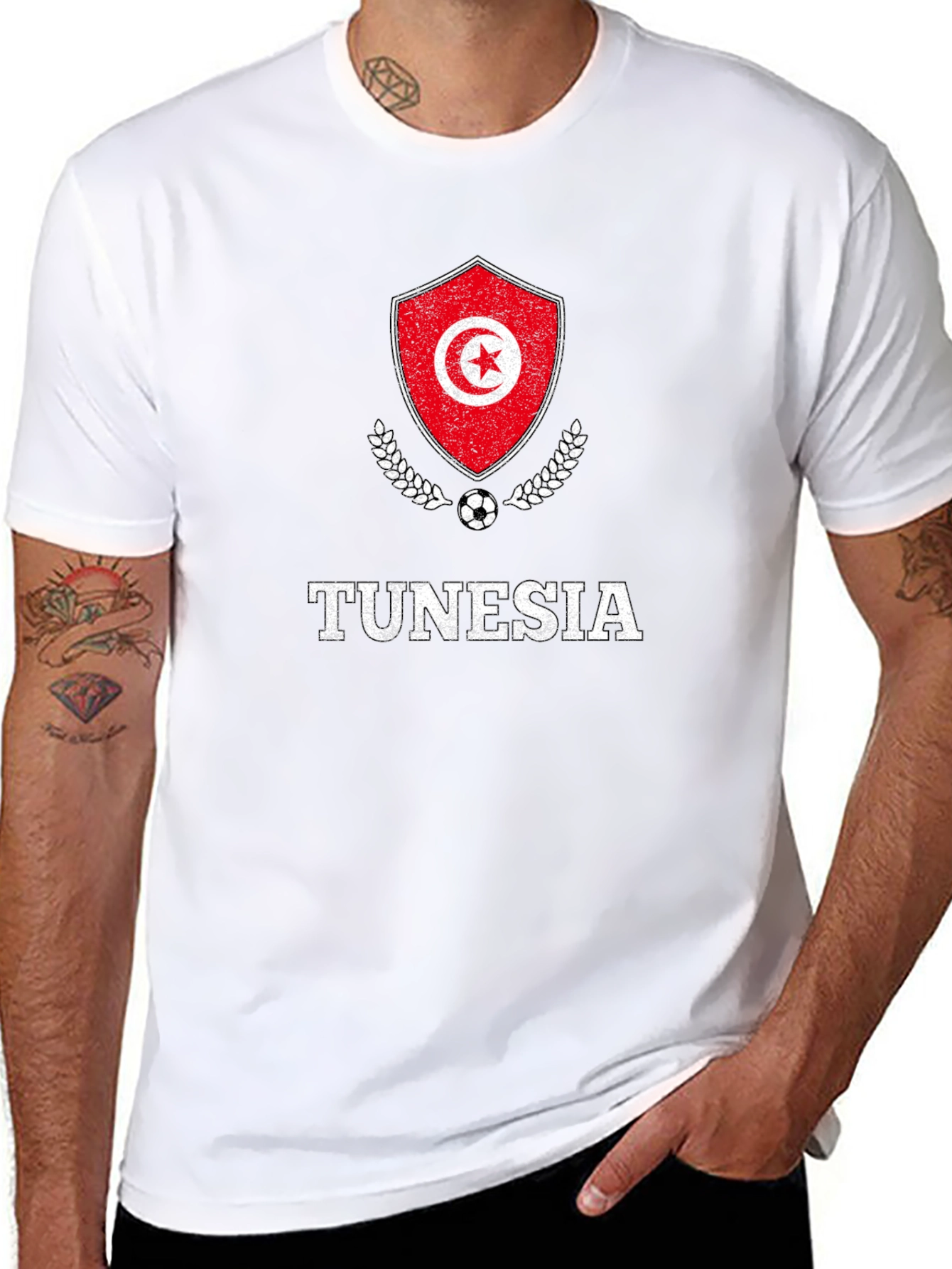 Tunisia Soccer T-Shirt - Mens Black Tee