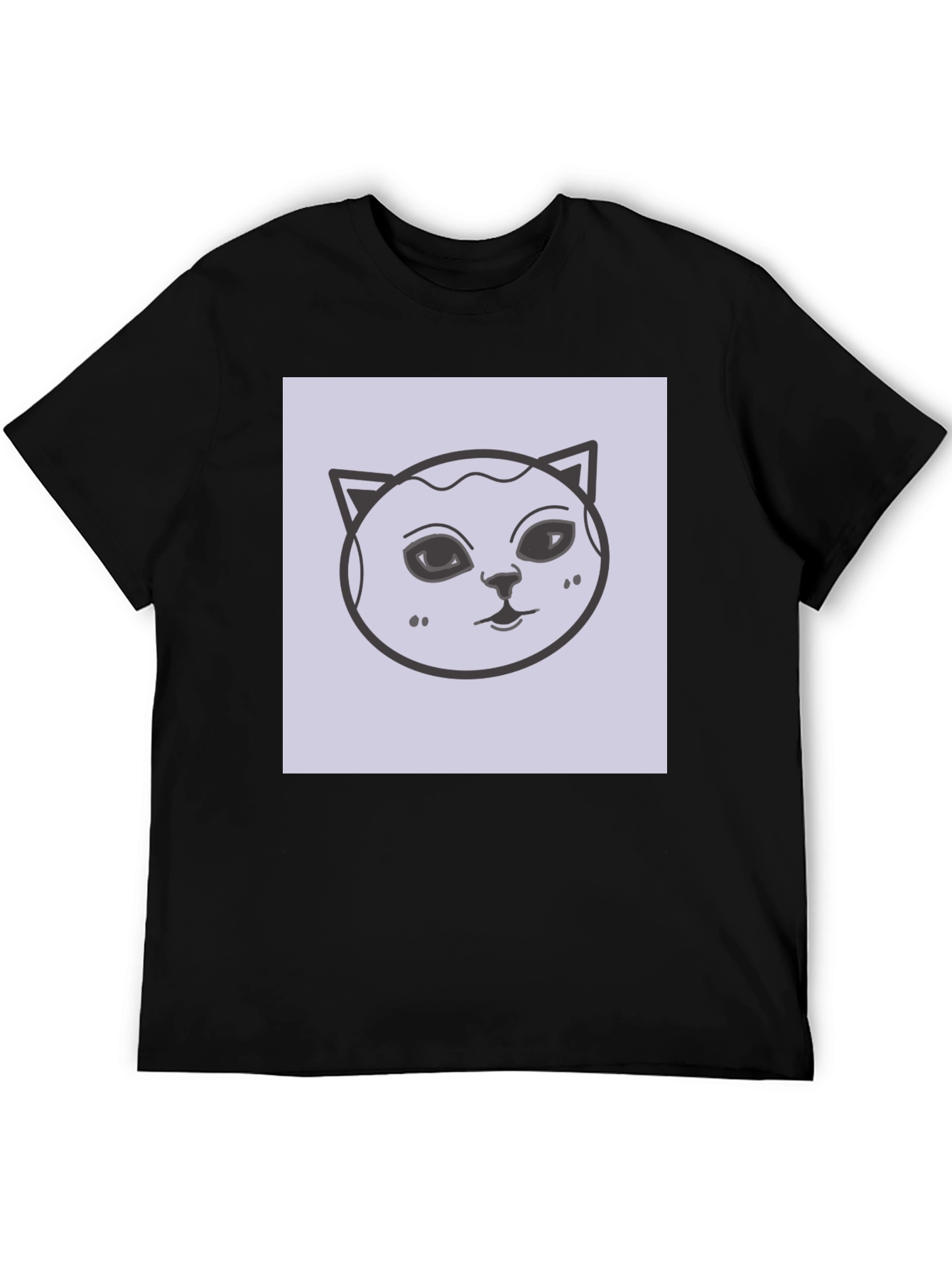 Cat Face Graphic Tee - Unisex Black T-Shirt