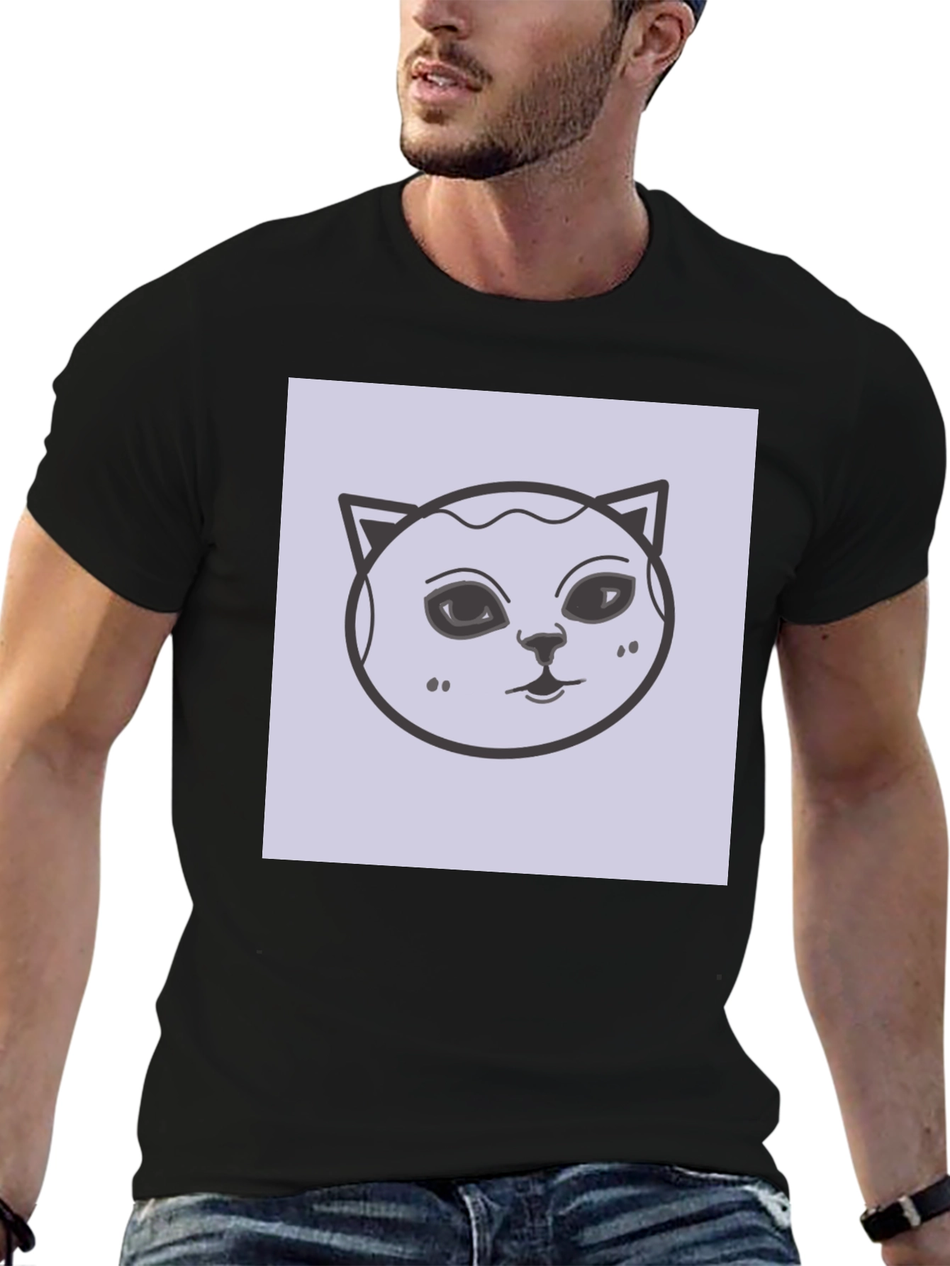 Cat Face Graphic Tee - Unisex Black T-Shirt