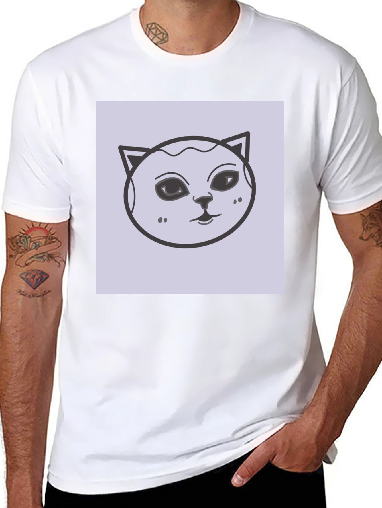 Cat Face Graphic Tee - Unisex Black T-Shirt