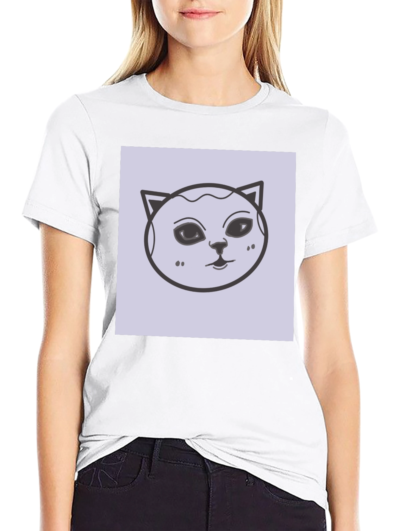Cat Face Graphic Tee - Unisex Black T-Shirt