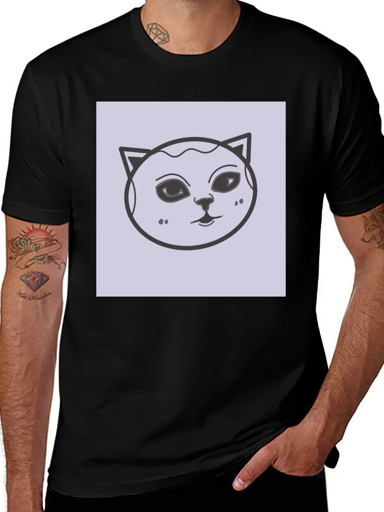 Cat Face Graphic Tee - Unisex Black T-Shirt