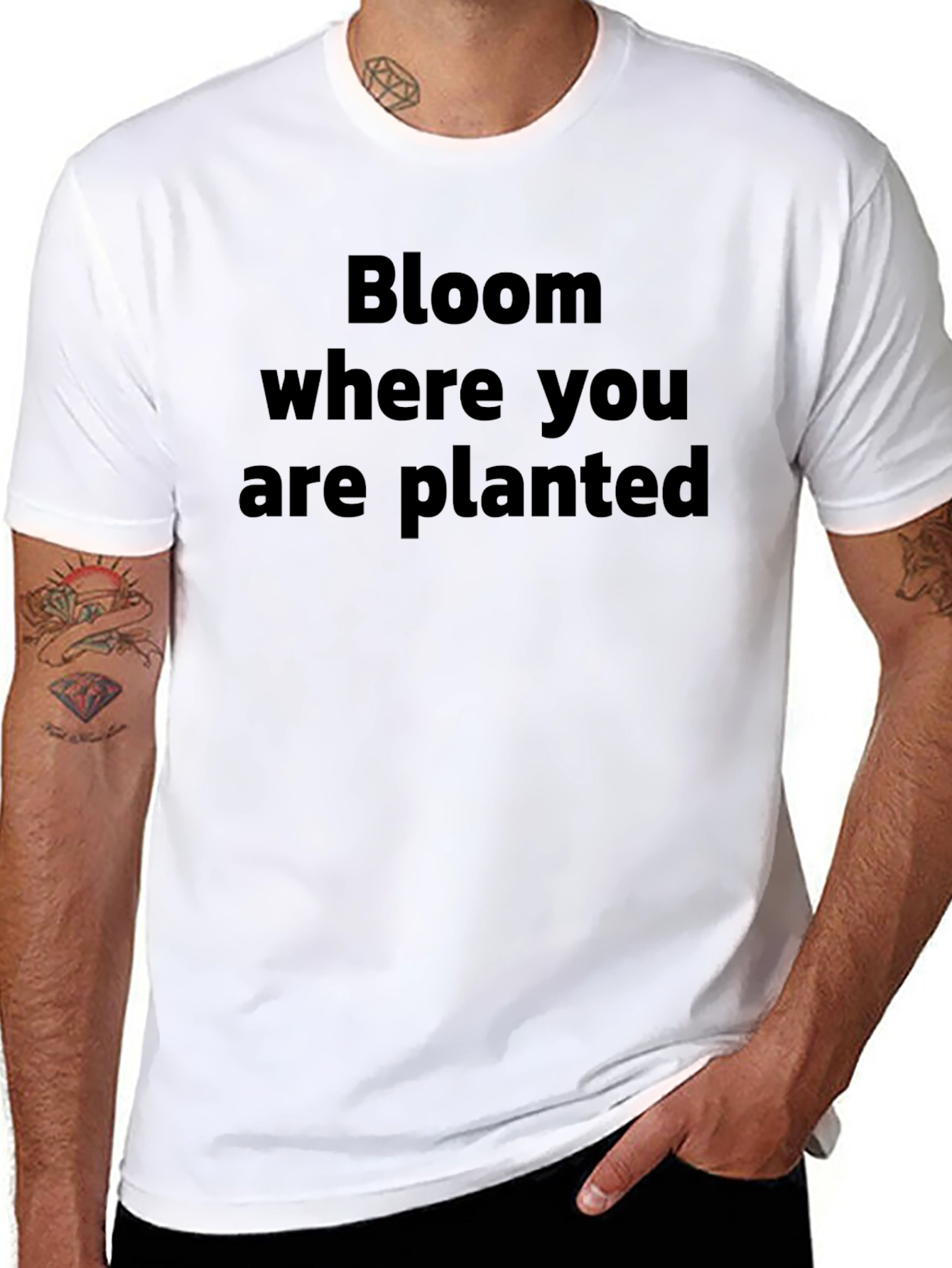 Bloom Where You Are Planted Black T-Shirt