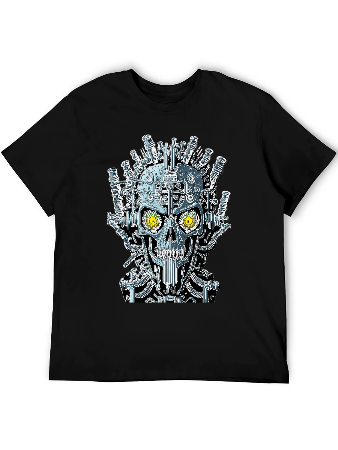 Steampunk Skull Graphic Black T-Shirt