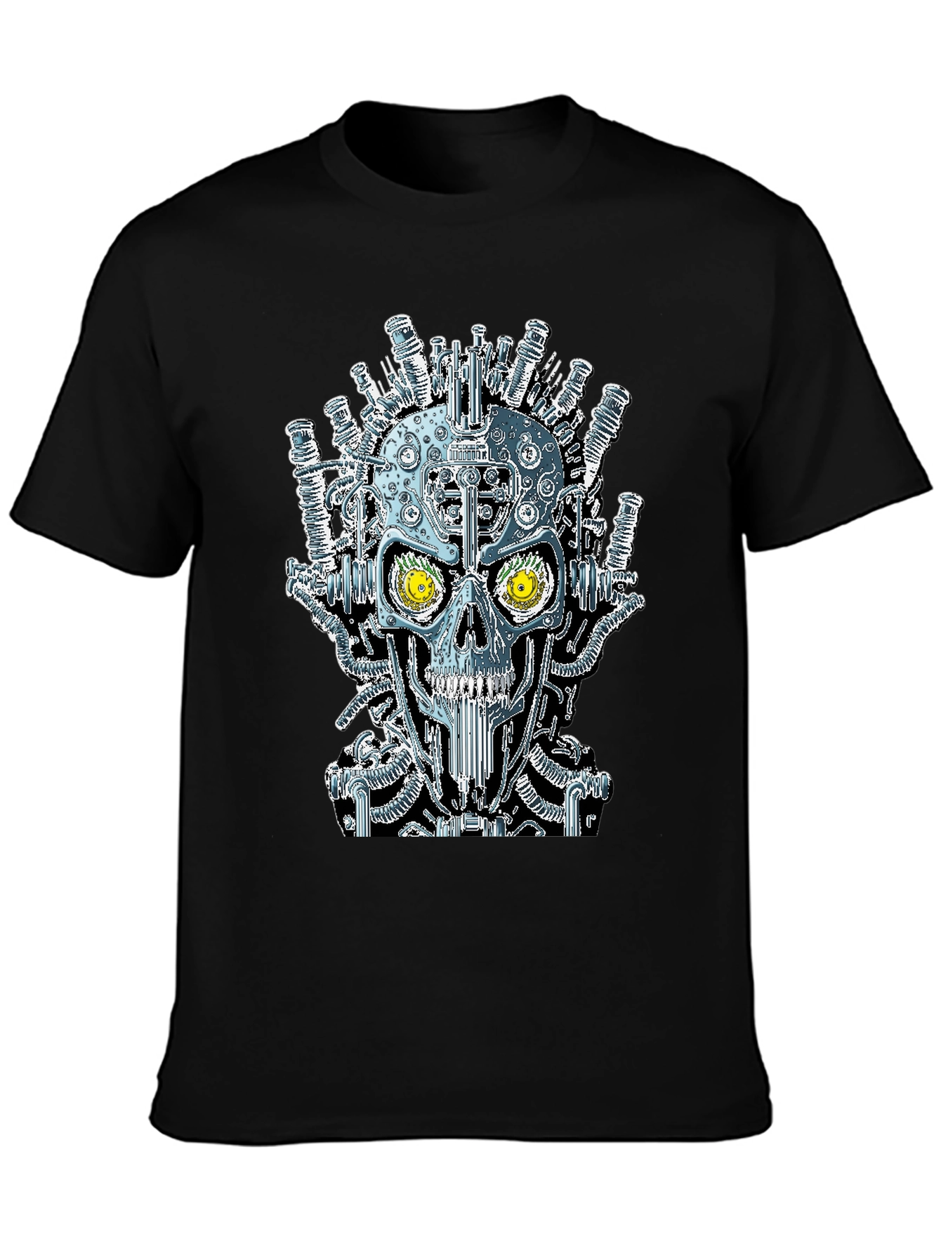 Steampunk Skull Graphic Black T-Shirt