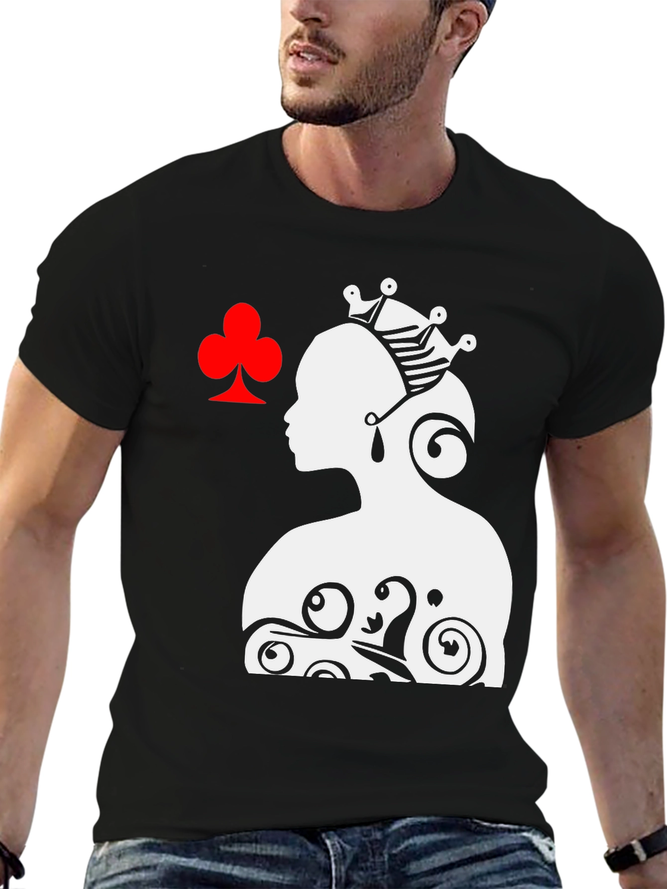Queen of Clubs Graphic Tee - Black