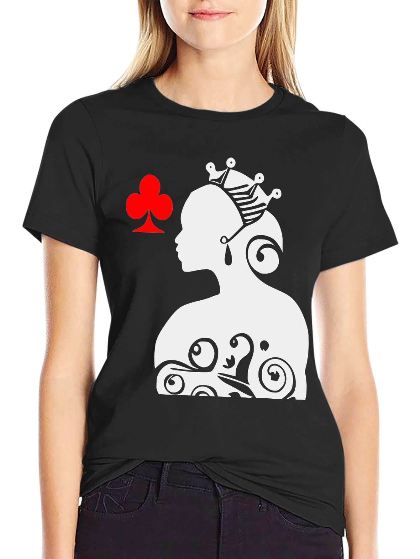 Queen of Clubs Graphic Tee - Black