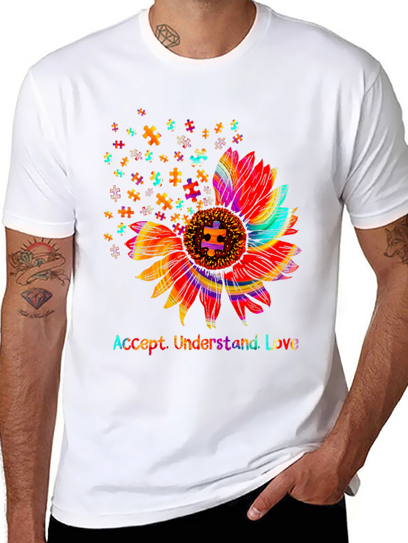 Accept Understand Love Sunflower Autism Awareness T-Shirt