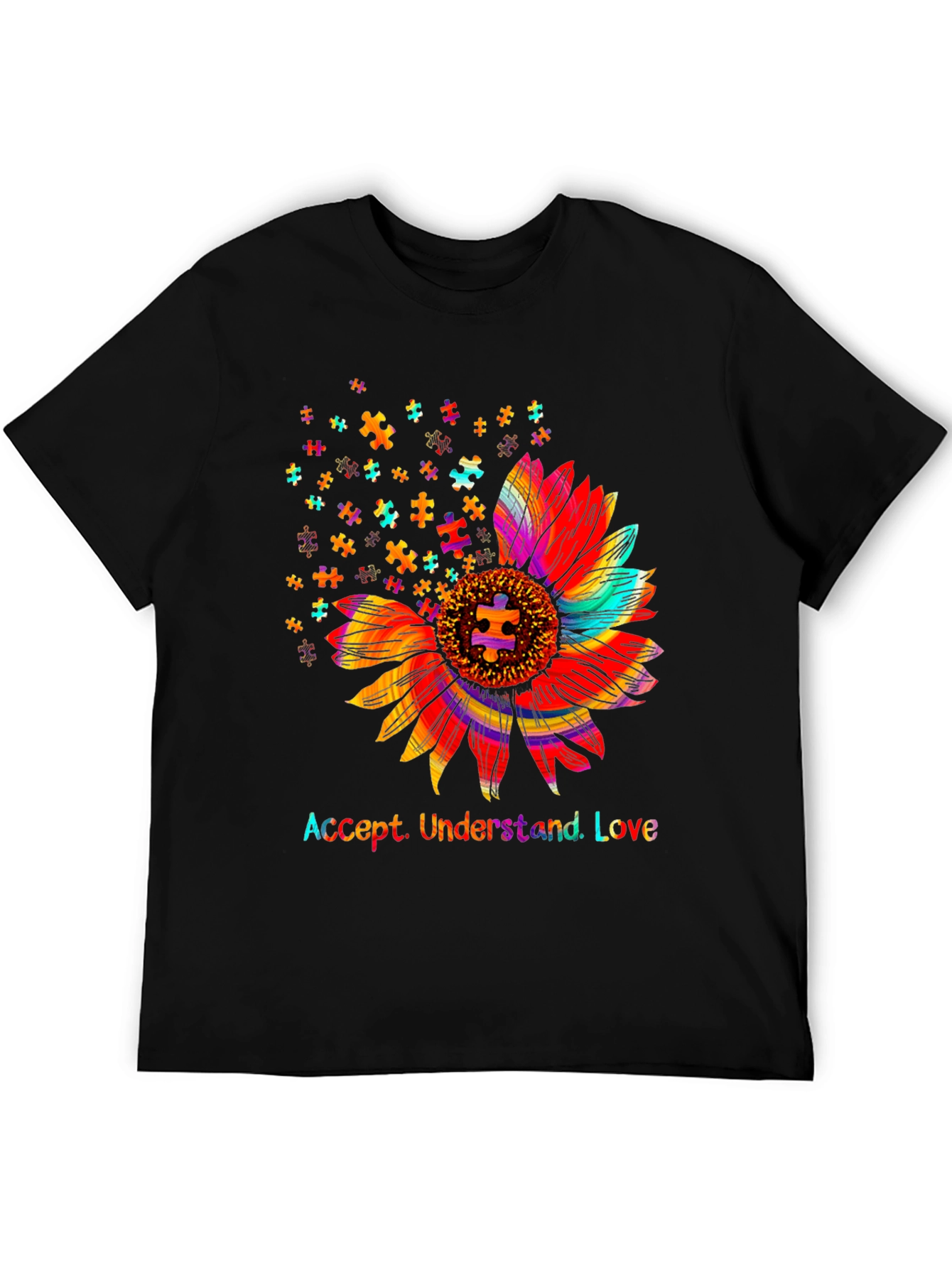 Accept Understand Love Sunflower Autism Awareness T-Shirt