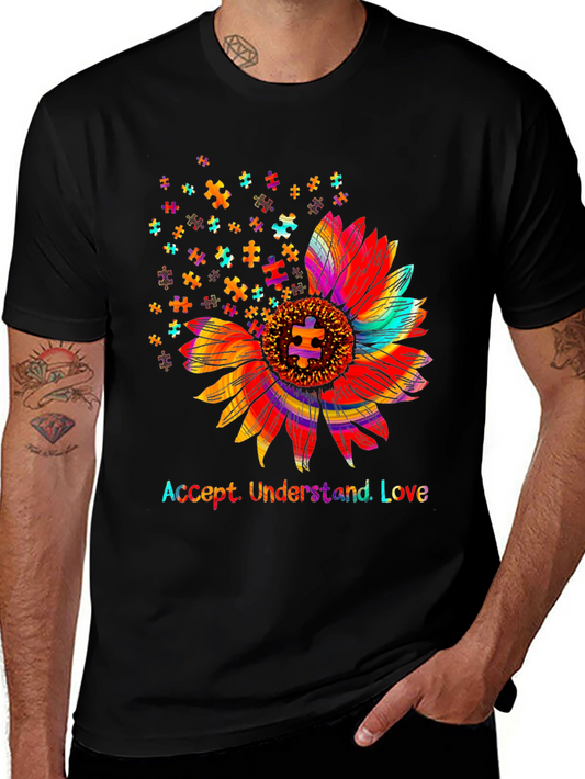 Accept Understand Love Sunflower Autism Awareness T-Shirt