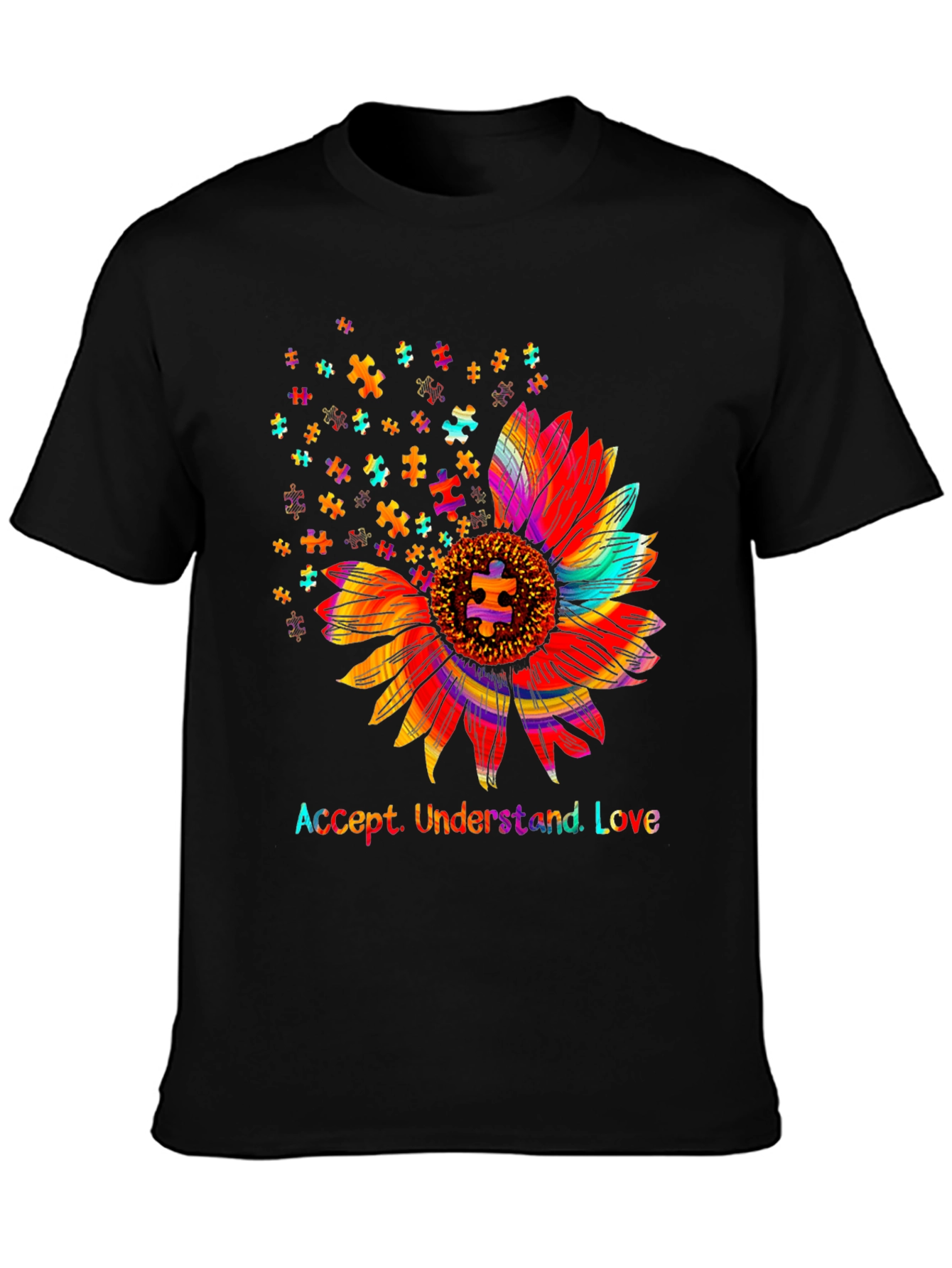 Accept Understand Love Sunflower Autism Awareness T-Shirt