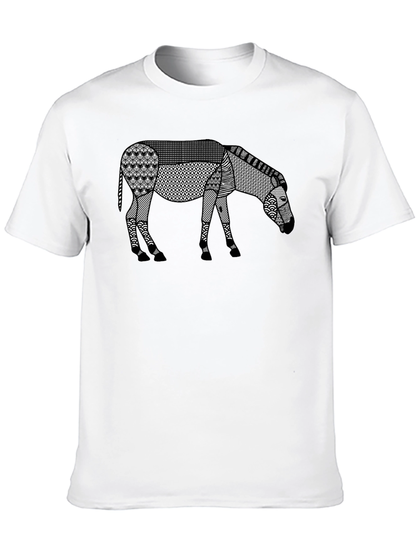 Abstract Donkey Graphic Tee - Unique Patterned Design