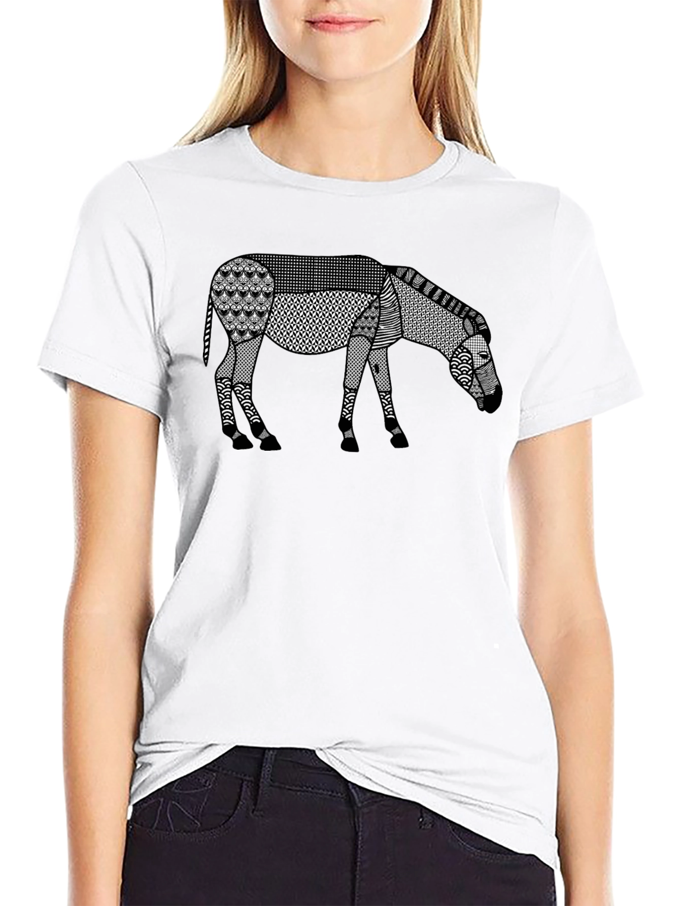 Abstract Donkey Graphic Tee - Unique Patterned Design