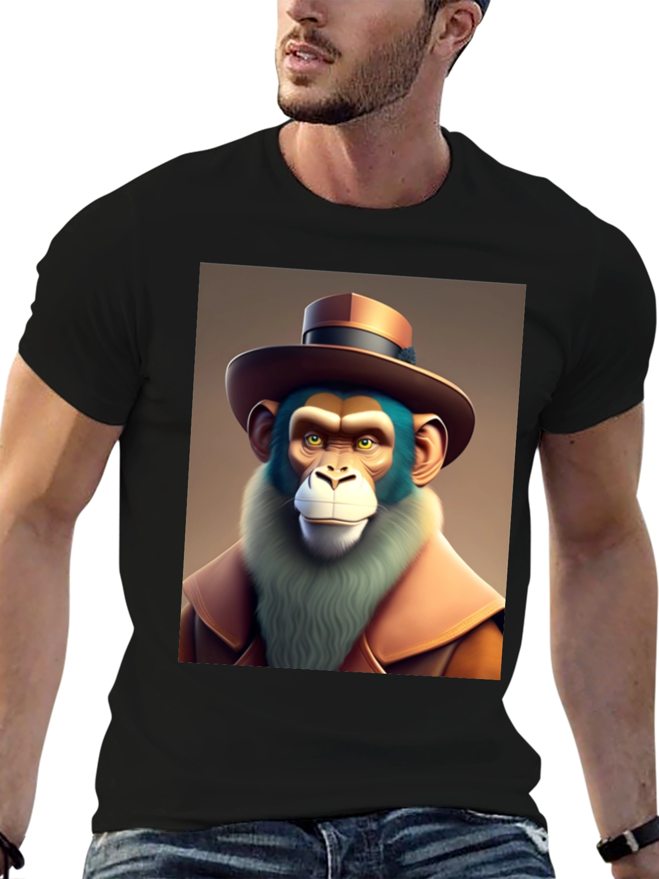 Monkey Detective Graphic T-Shirt - Cool Cartoon Ape Design