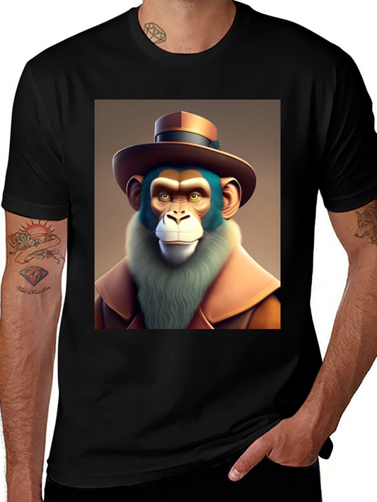 Monkey Detective Graphic T-Shirt - Cool Cartoon Ape Design