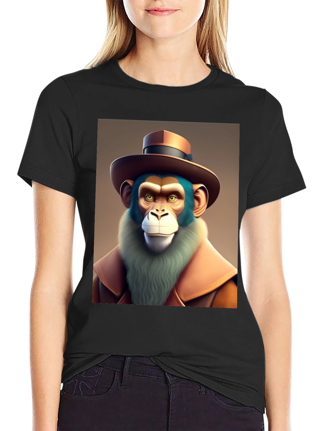 Monkey Detective Graphic T-Shirt - Cool Cartoon Ape Design