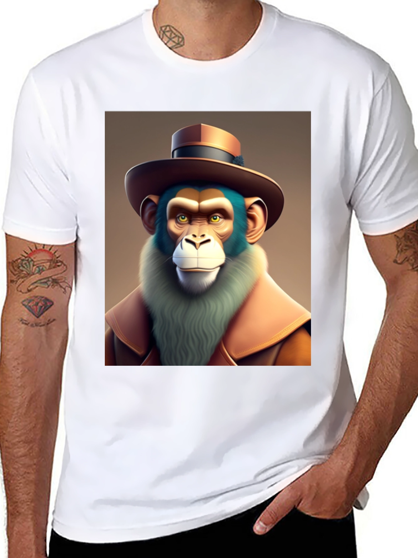Monkey Detective Graphic T-Shirt - Cool Cartoon Ape Design