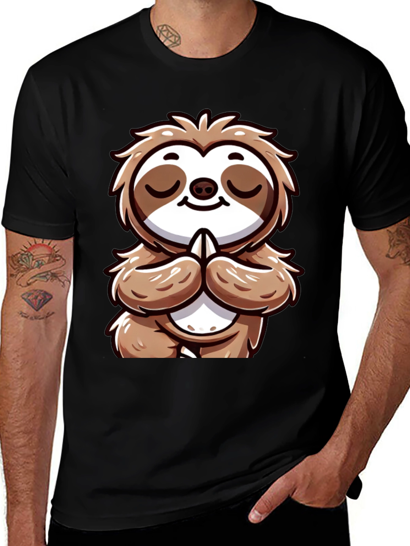Meditating Sloth Graphic Tee - Relaxed Fit