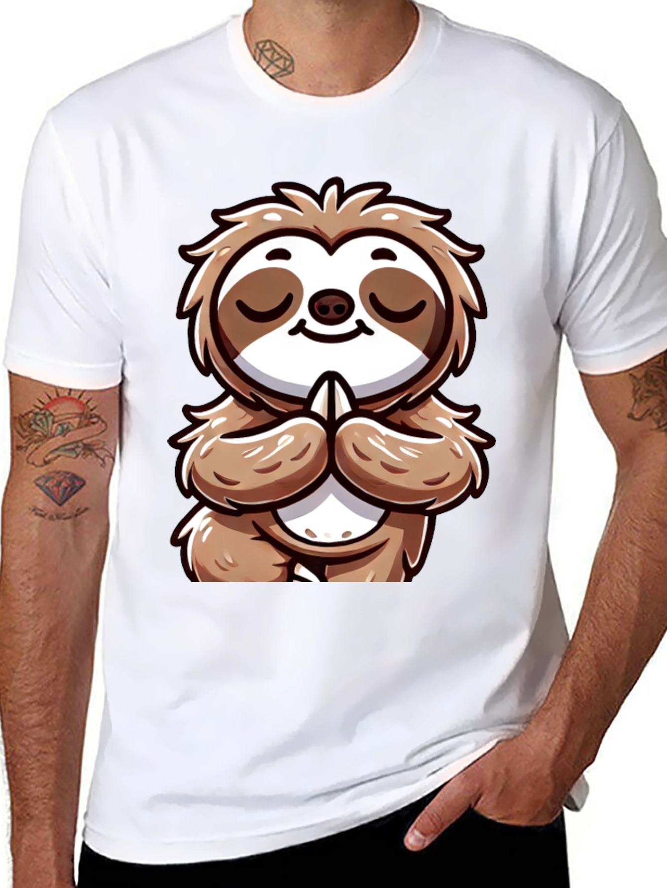Meditating Sloth Graphic Tee - Relaxed Fit