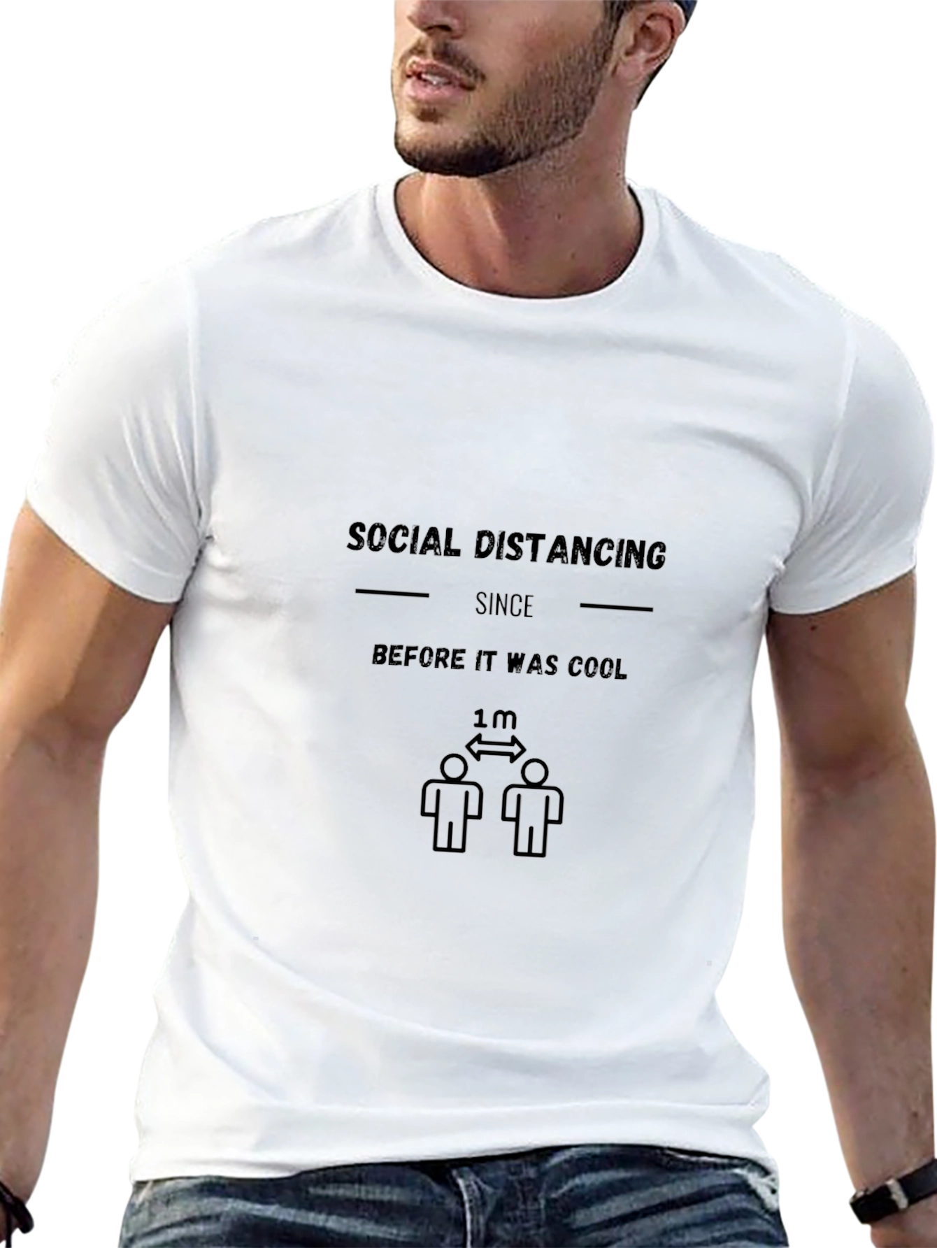 Social Distancing Graphic Tee - Black Casual Shirt