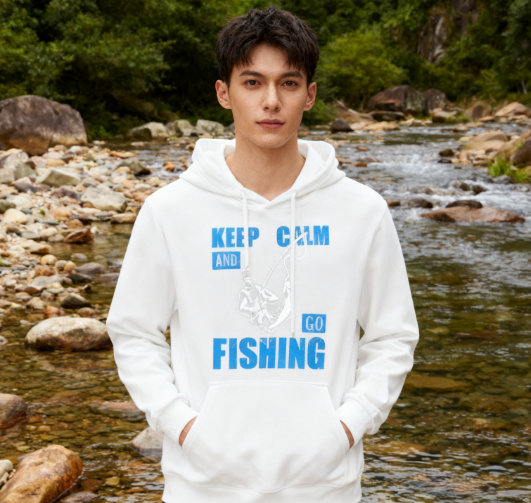 Minimalist 'GO FISHING' Print Hoodie