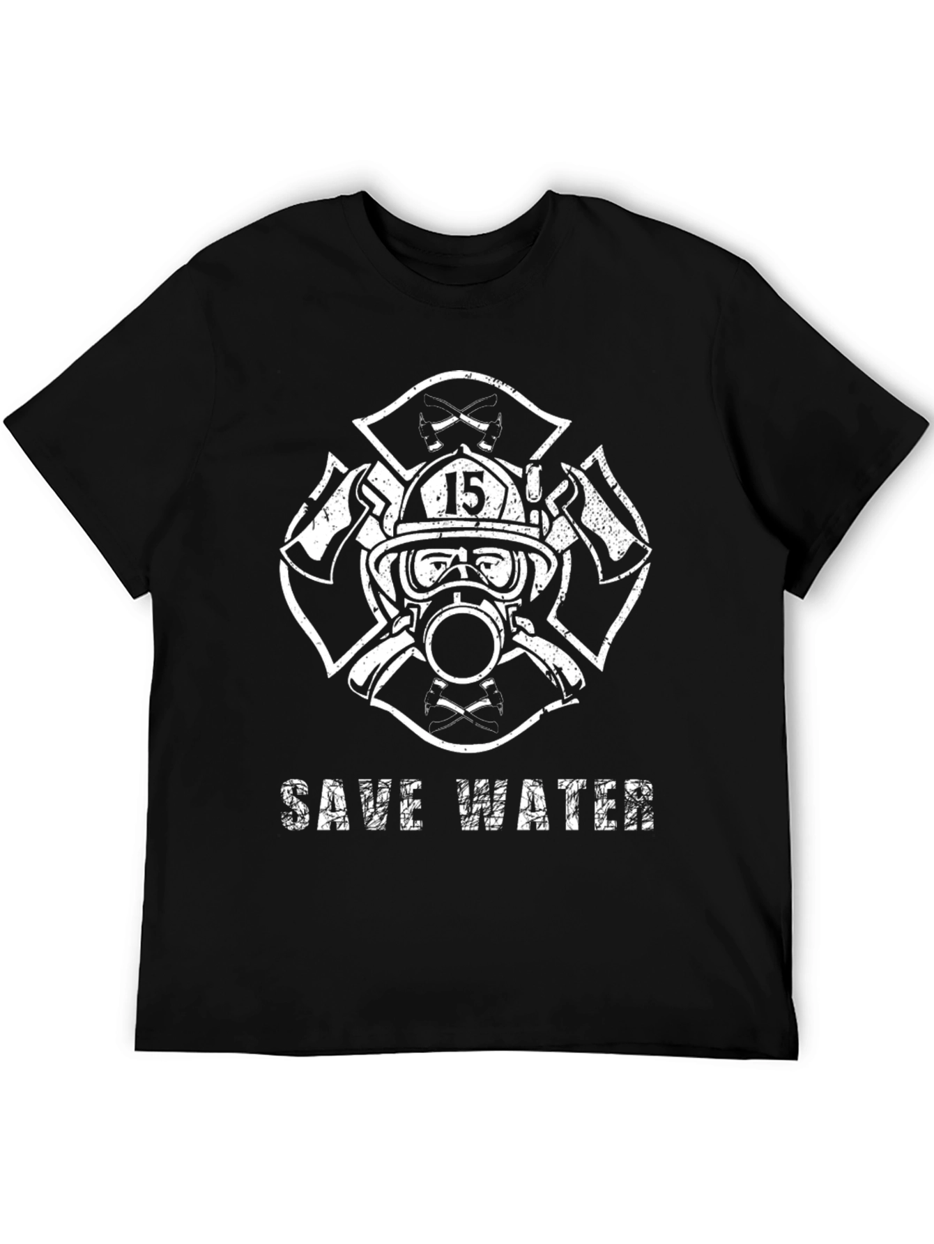 Save Water Firefighter T-Shirt - Black Graphic Tee