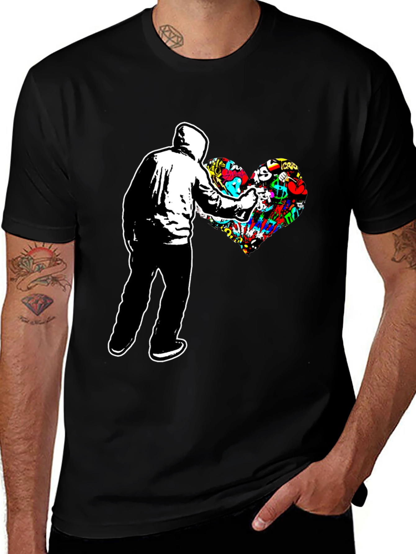 Graffiti Heart Black Tee