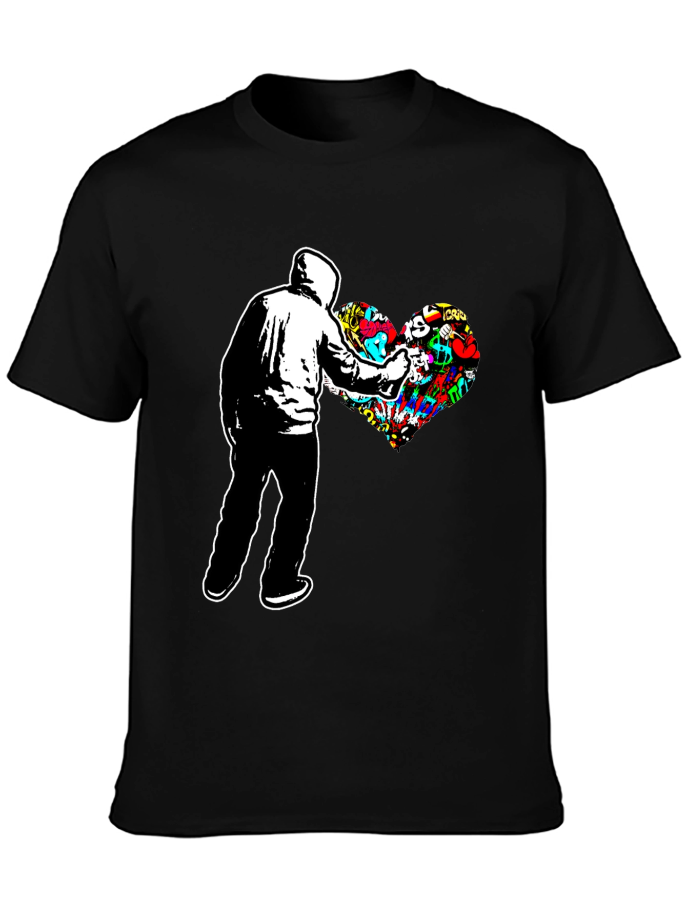 Graffiti Heart Black Tee