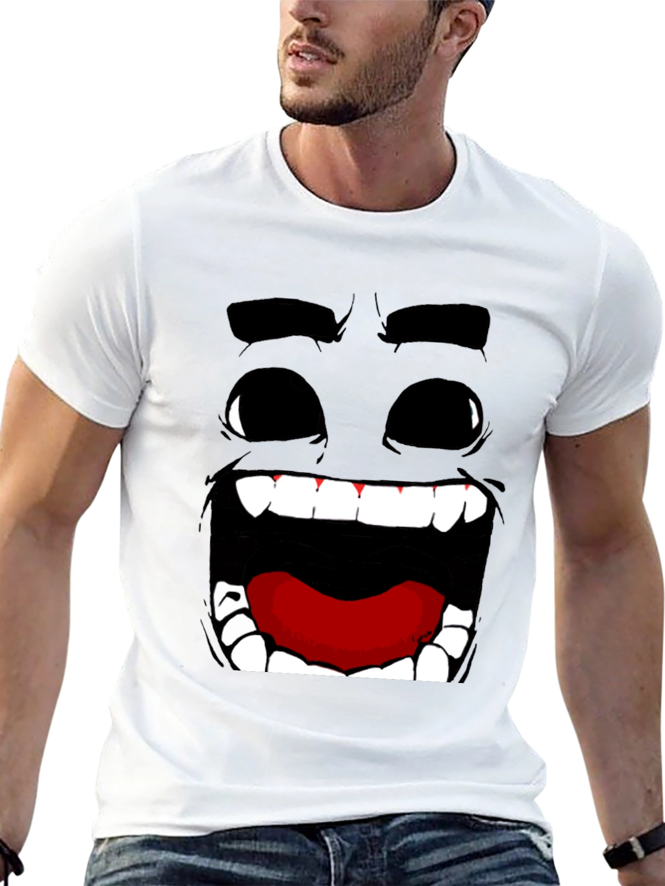 Funny Face Graphic Print Black T-Shirt