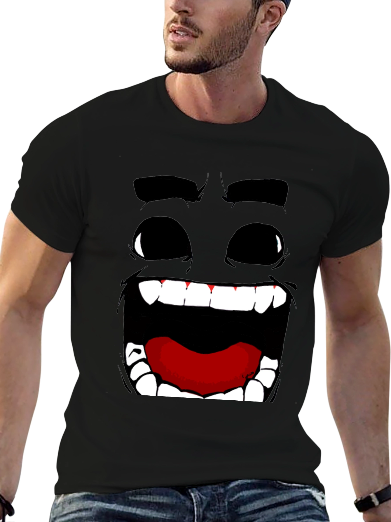 Funny Face Graphic Print Black T-Shirt