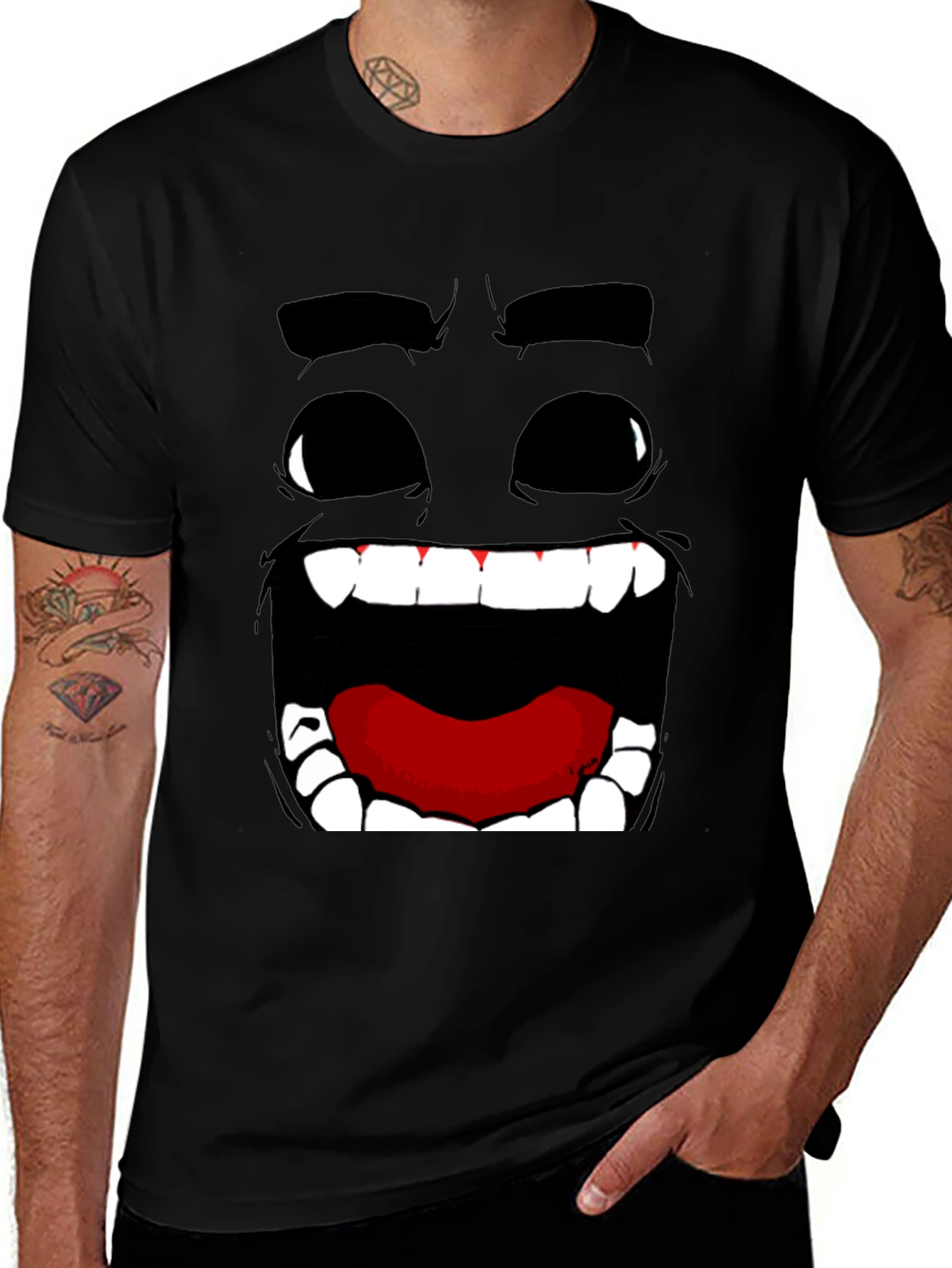 Funny Face Graphic Print Black T-Shirt