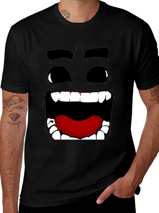 Funny Face Graphic Print Black T-Shirt