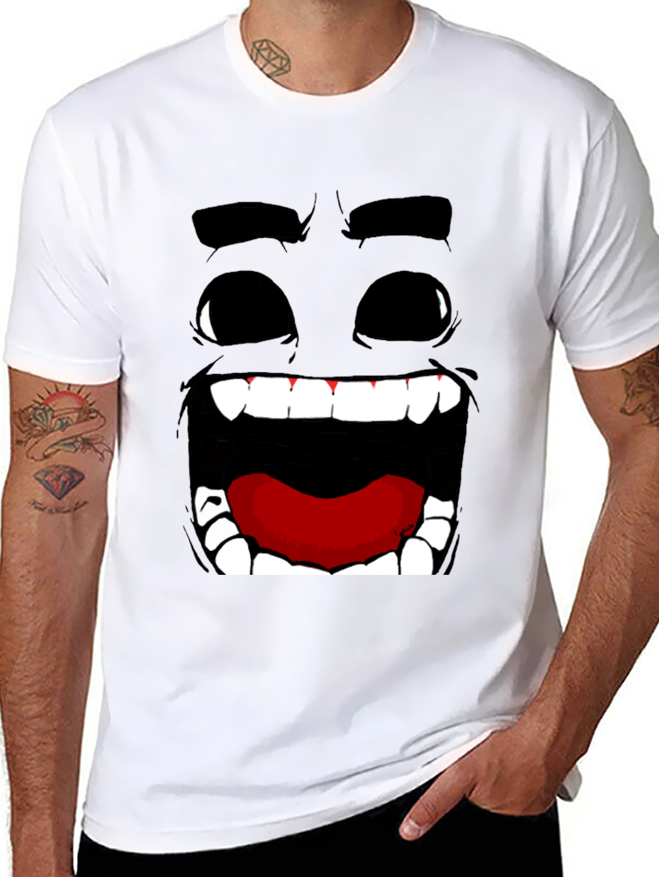 Funny Face Graphic Print Black T-Shirt