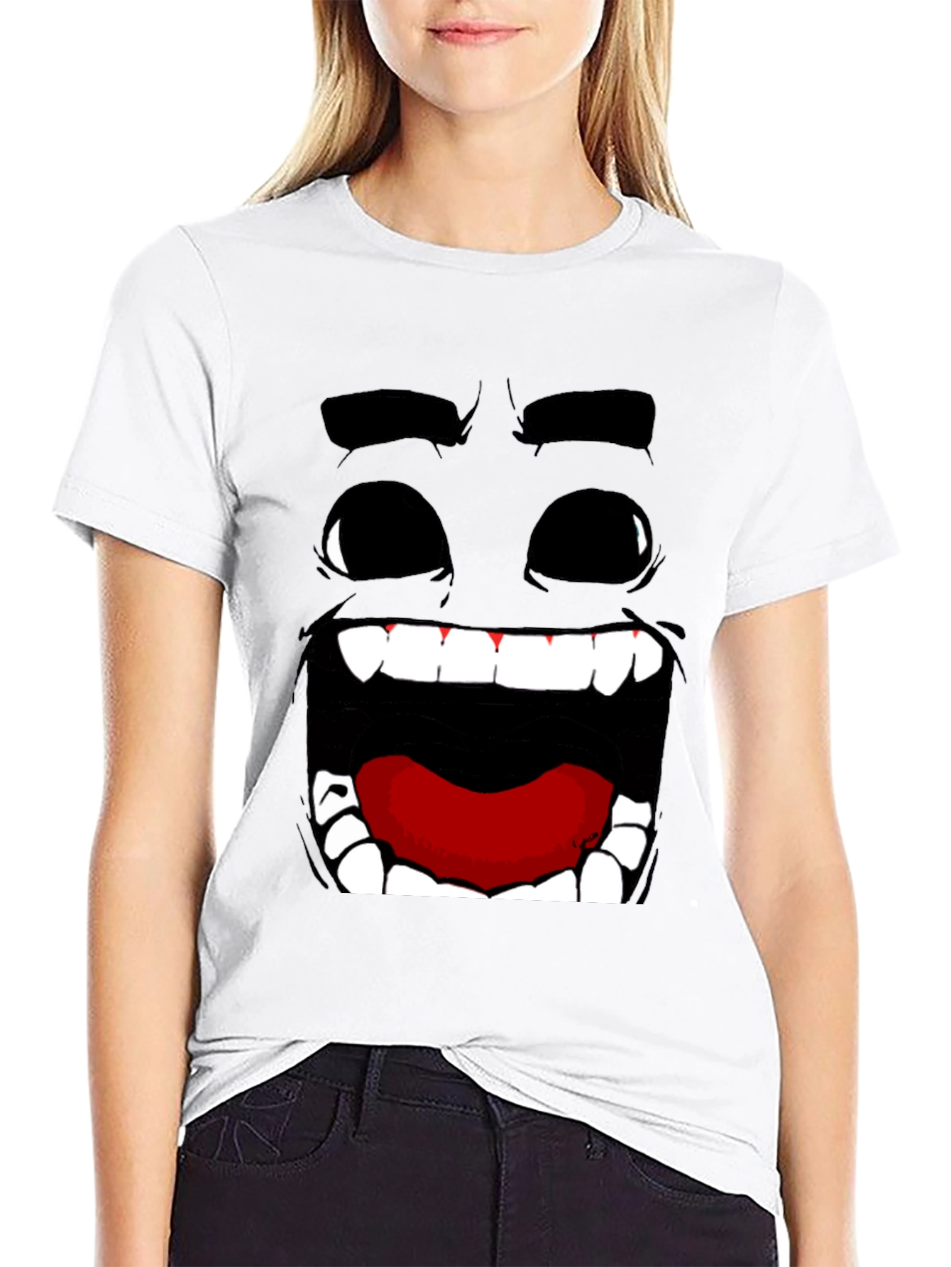 Funny Face Graphic Print Black T-Shirt