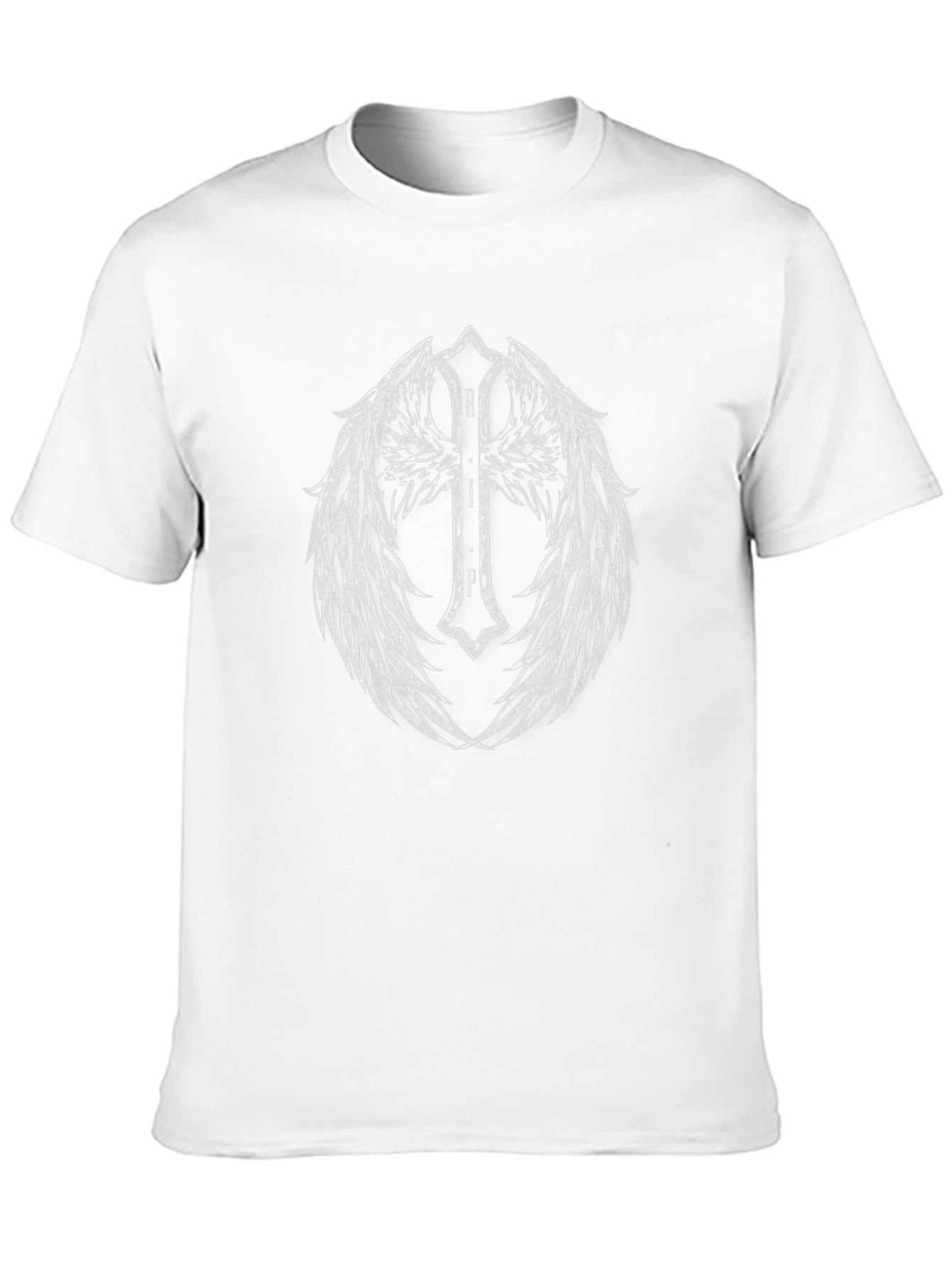 Winged RIP Cross Graphic Tee - Black