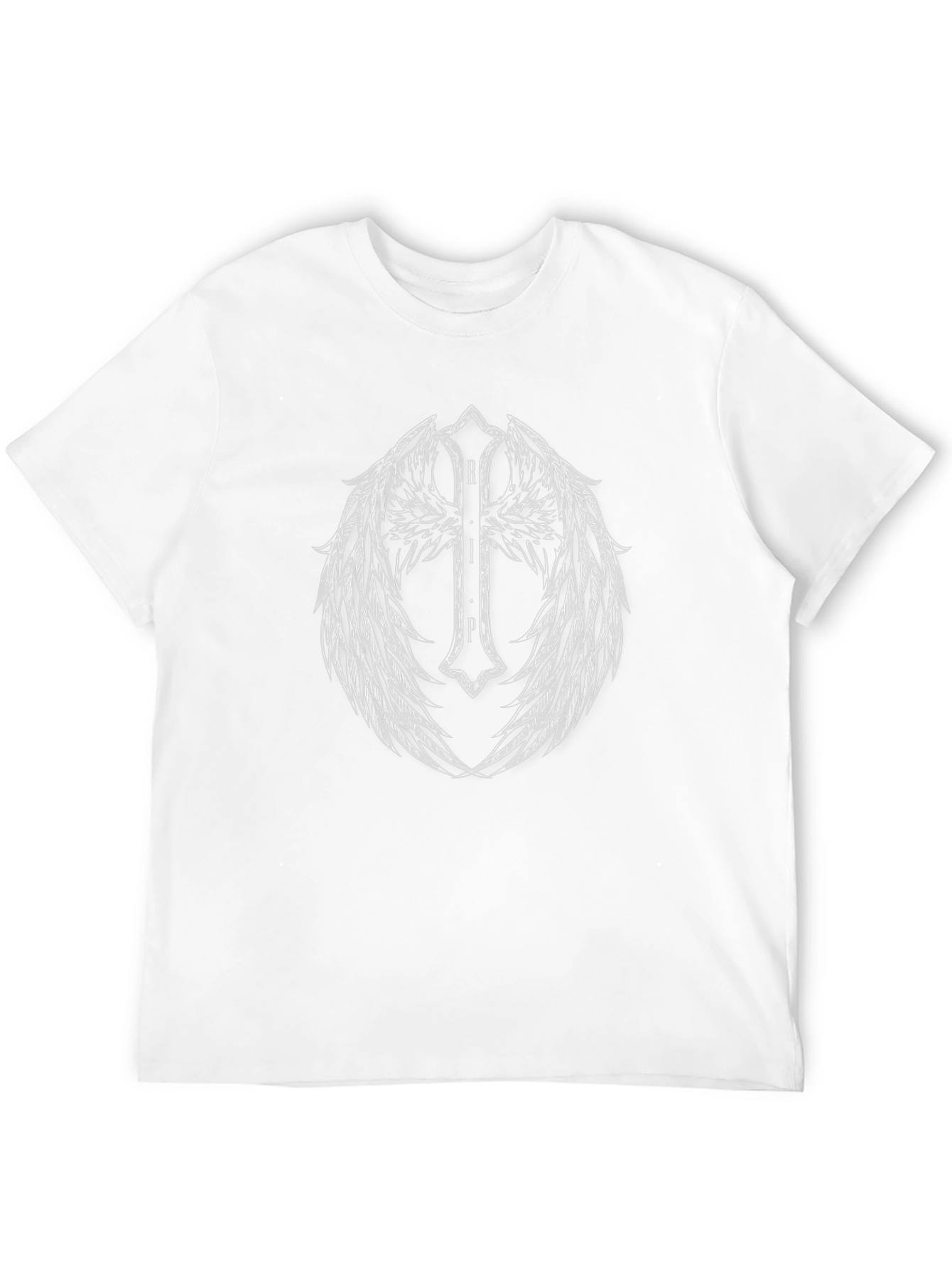 Winged RIP Cross Graphic Tee - Black