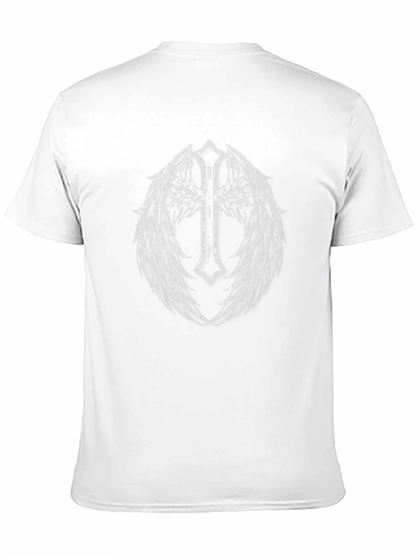Winged RIP Cross Graphic Tee - Black
