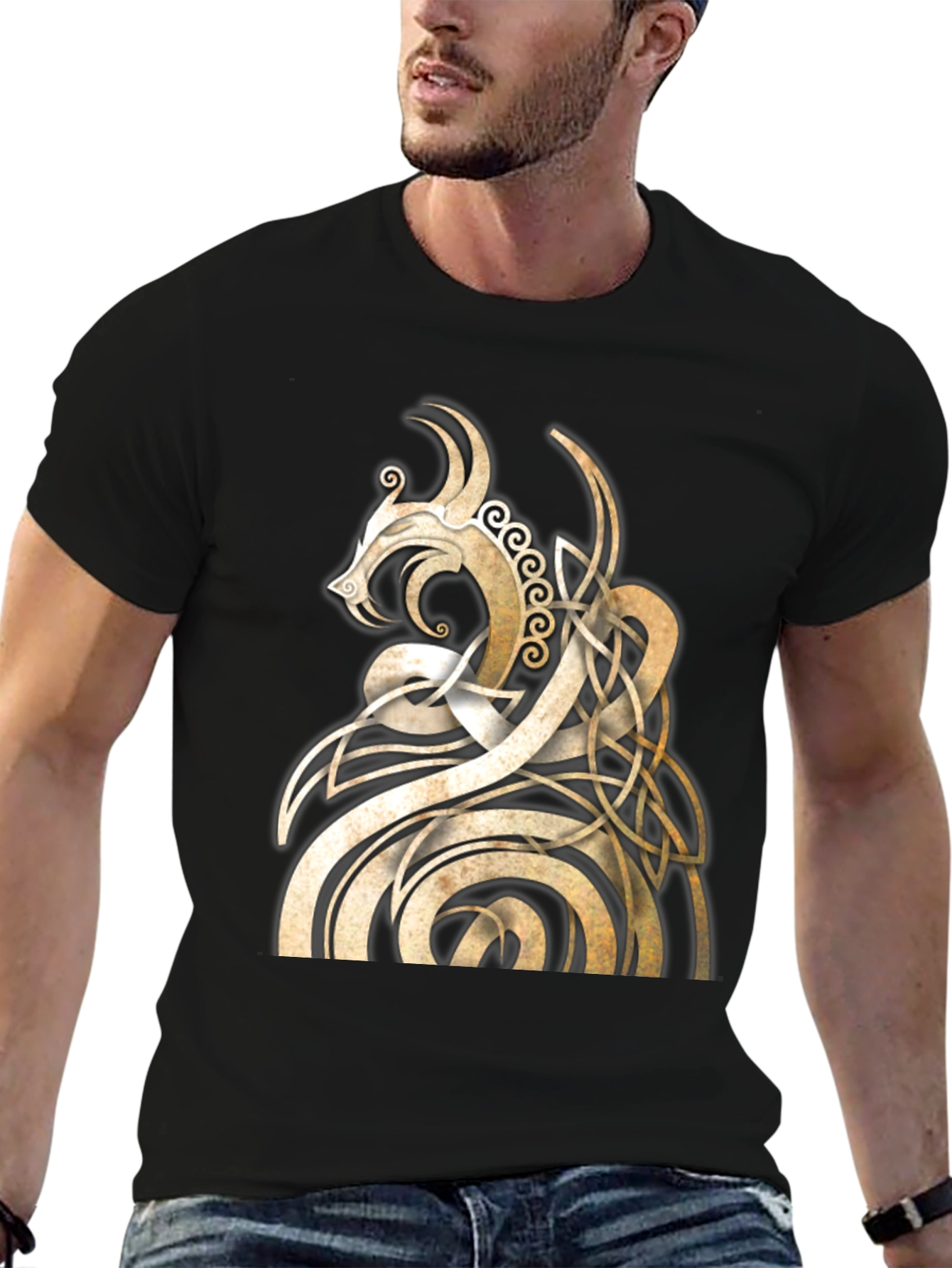 Celtic Dragon Knot T-Shirt - Black