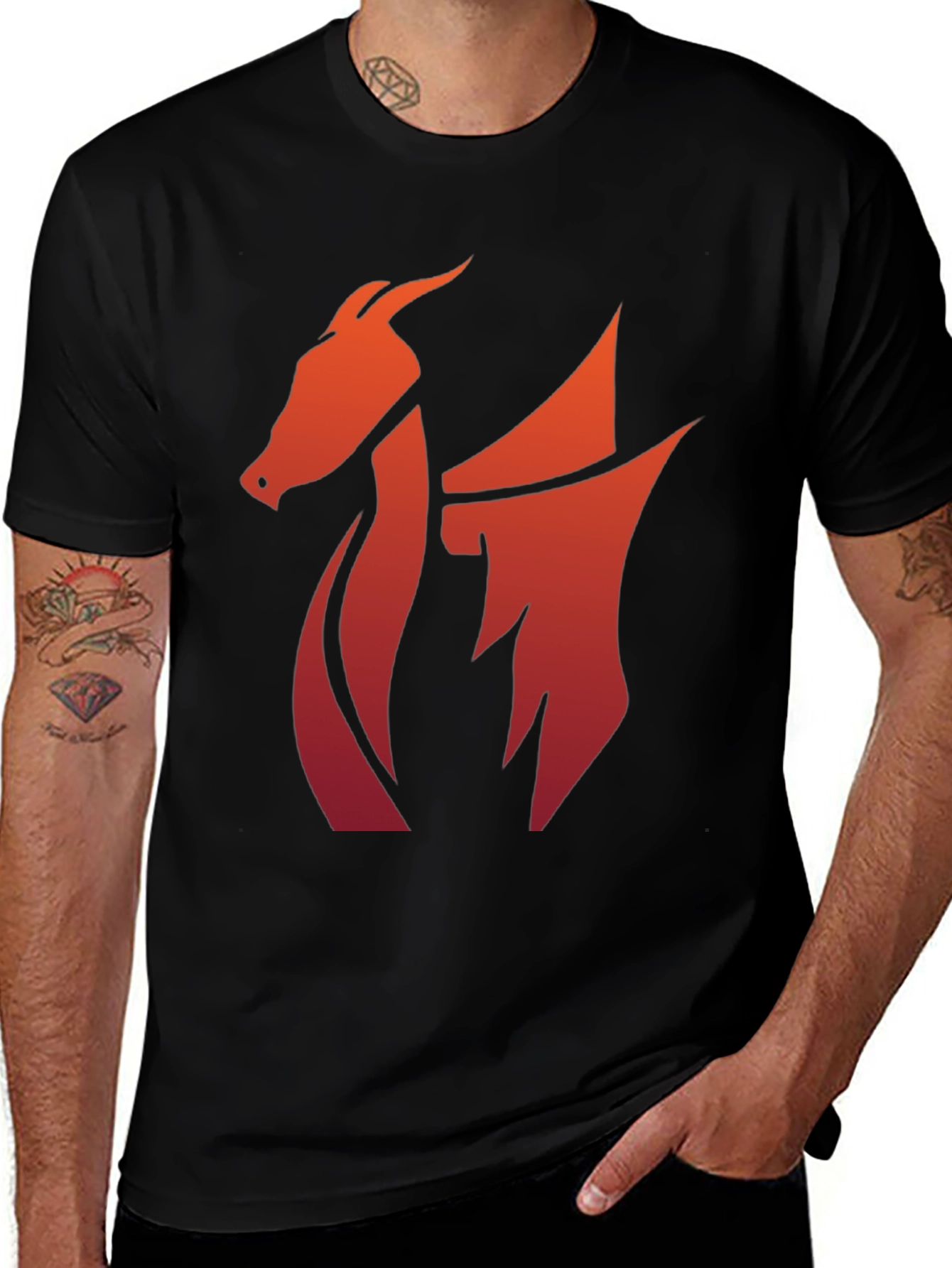 Bold Dragon Graphic Tee - Black