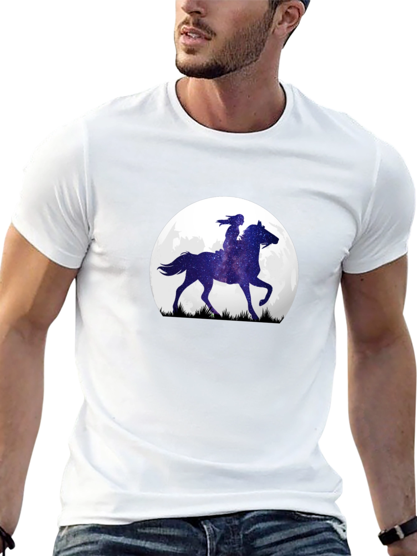 Celestial Horse Rider Tee - Graphic Moon Design
