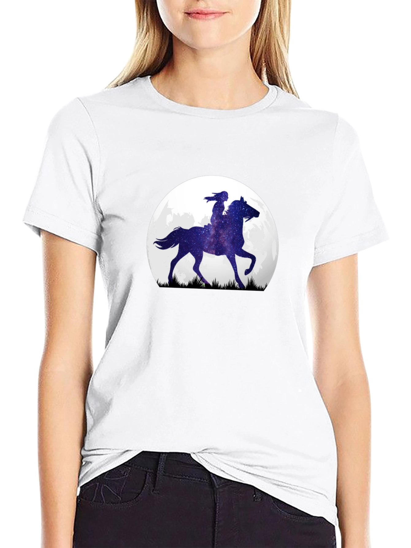 Celestial Horse Rider Tee - Graphic Moon Design