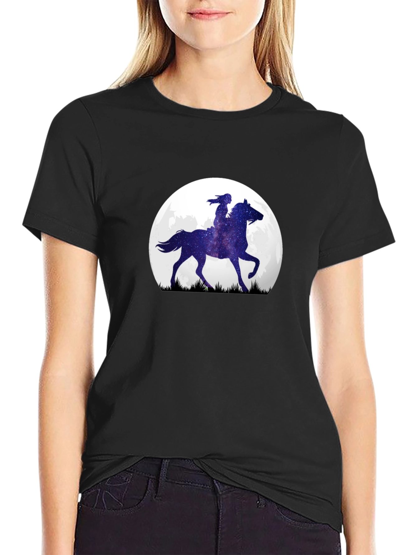 Celestial Horse Rider Tee - Graphic Moon Design