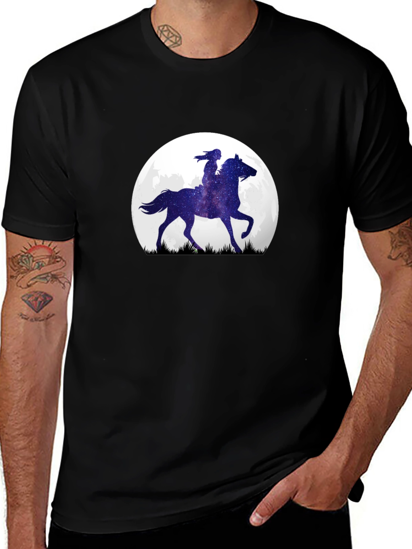 Celestial Horse Rider Tee - Graphic Moon Design