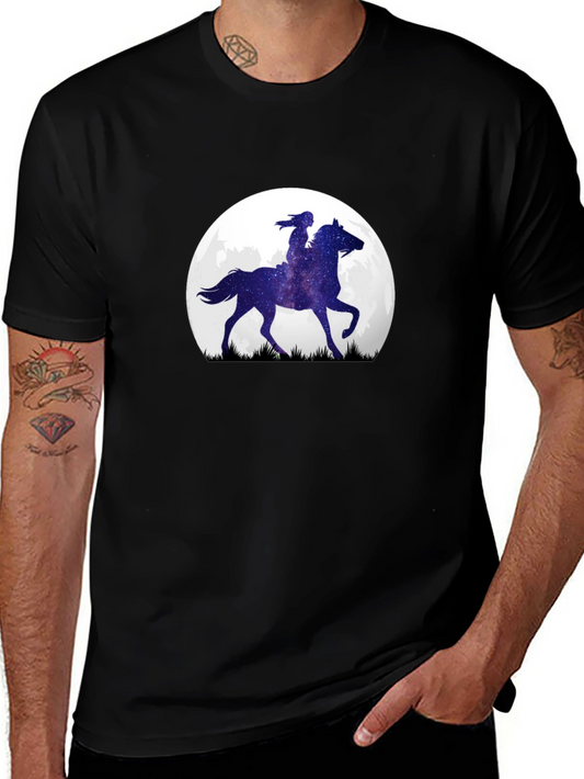 Celestial Horse Rider Tee - Graphic Moon Design