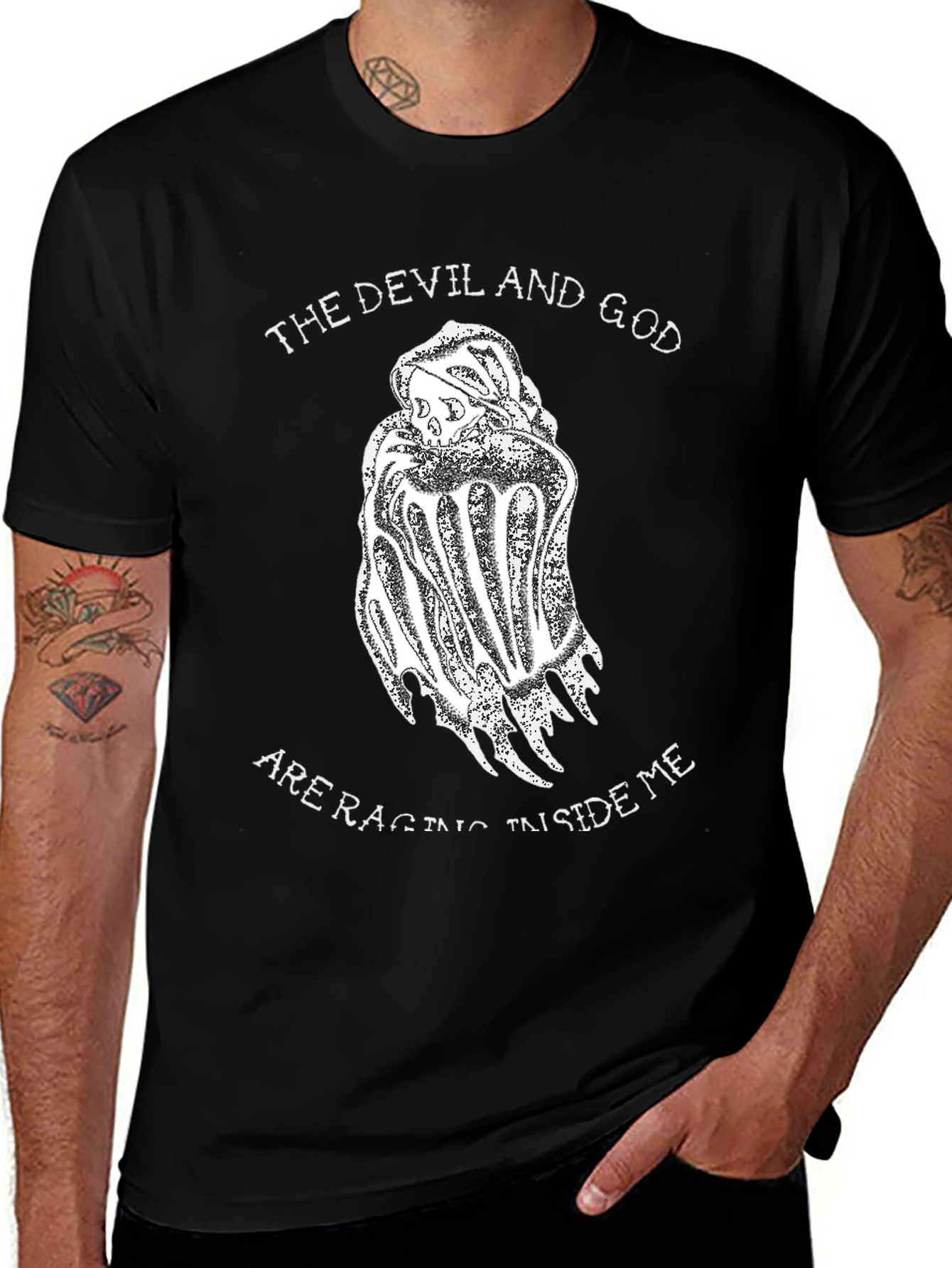 The Devil and God T-Shirt - Black Graphic Tee