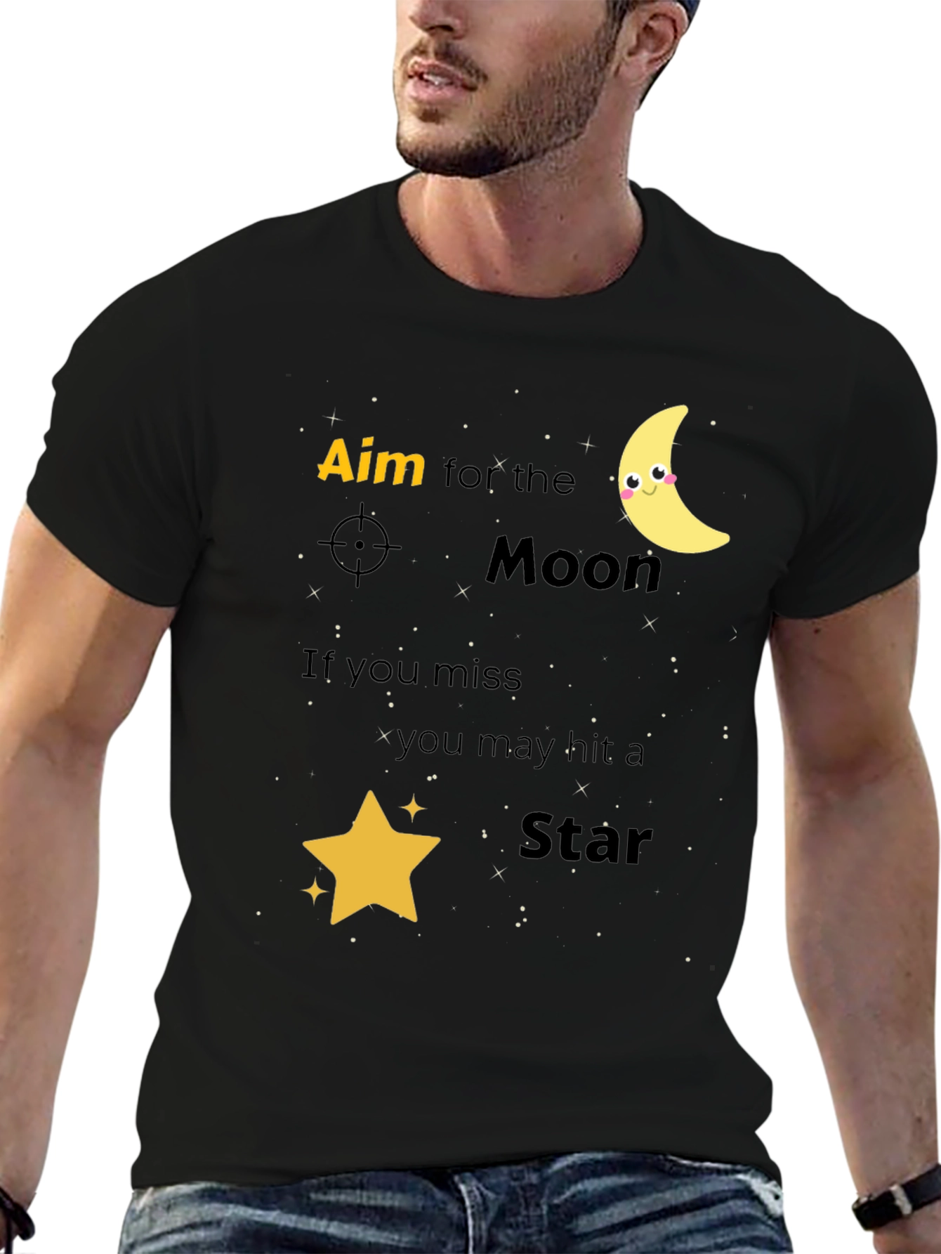 Aim for the Moon Graphic Tee - Black